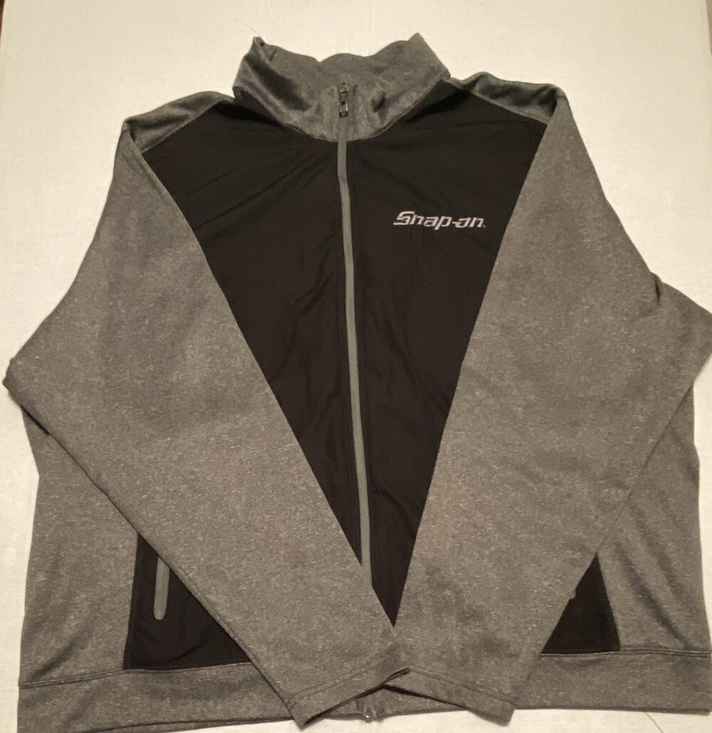 Lands’ End Snap-on Full Zip Jacket Men’s 3XL Gray Black Performance